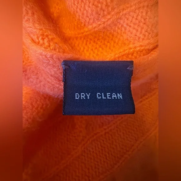 Polo Ralph Lauren Orange 100% Cashmere Cable Knit Crewneck Sweater Mens Size XL - Picture 6 of 6